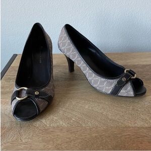 Etienne Aigner Copa brown heels with peep-toe. Gently used.